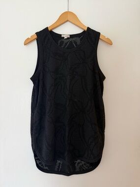 GAP Black Sleeveless Eyelet Knit Tank